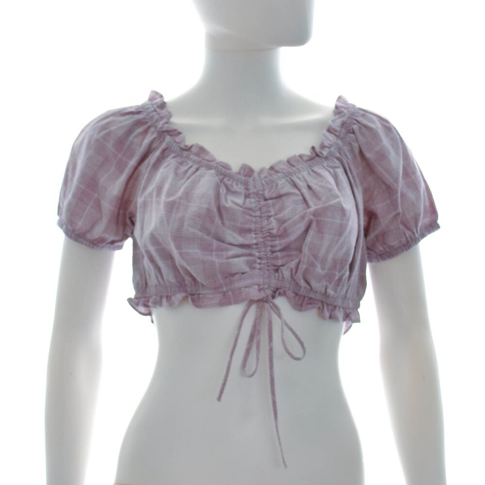 NWT Forever 21 Lilac Top Ruffled Trim Plaid Crop Top